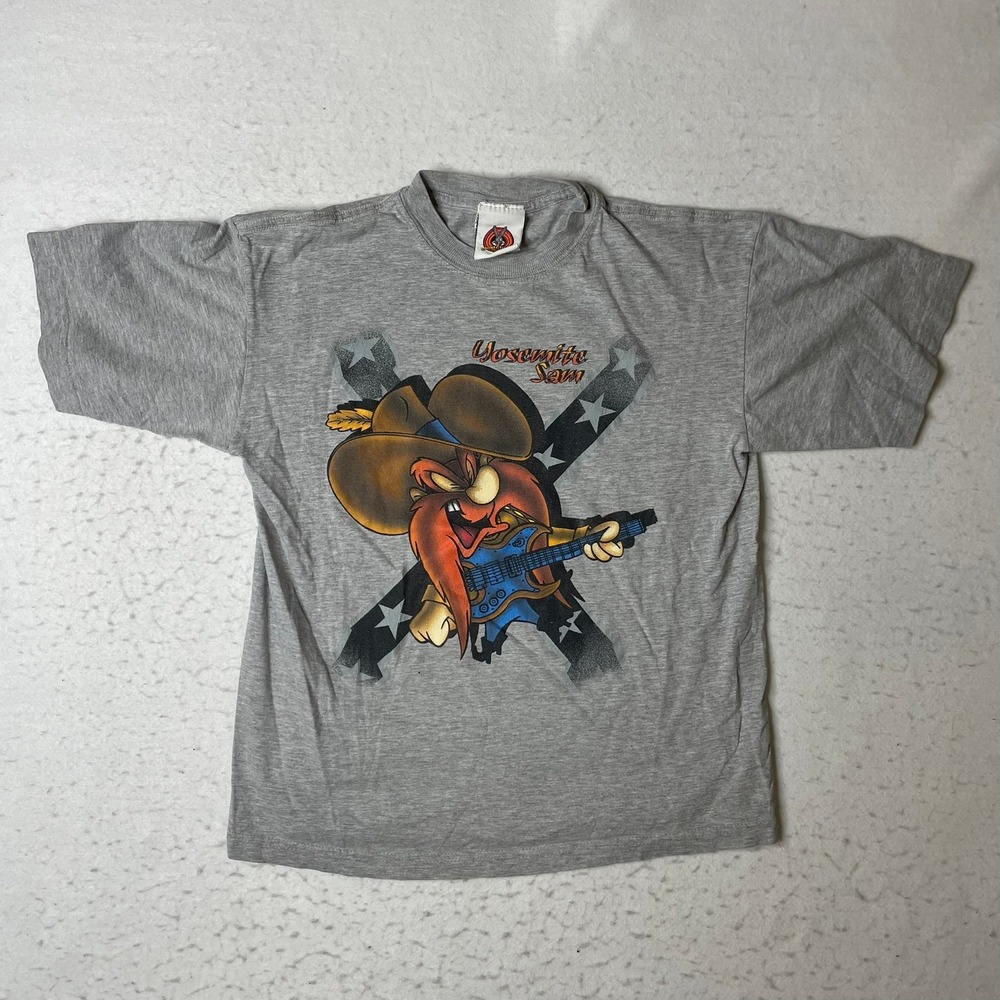 Looney Tunes T Shirt XL Gray Yosemite Sam Vintage 1998 Graphic Cotton